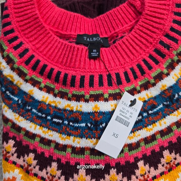NWT Talbots Fair Isle Sweater Burgundy XS - Picture 4 of 9